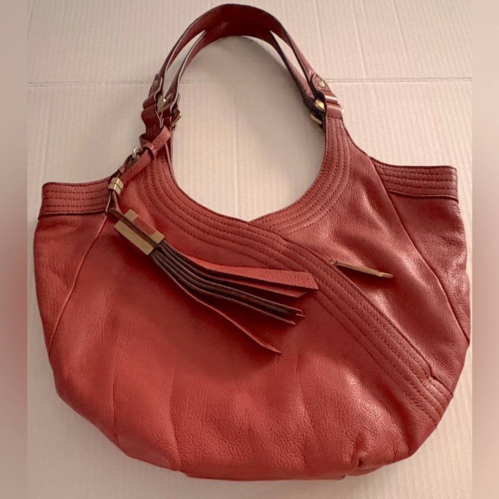 orYANY Tracy Double Handle Italian Grain Leather Hobo Rust Color Handbag - Picture 2 of 16